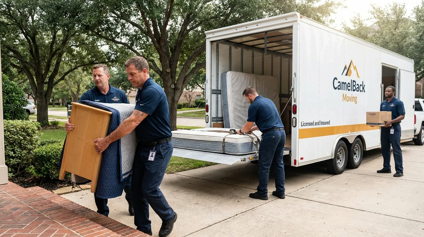 Crew loading residential truck for cross-state move from Clarkston, MI