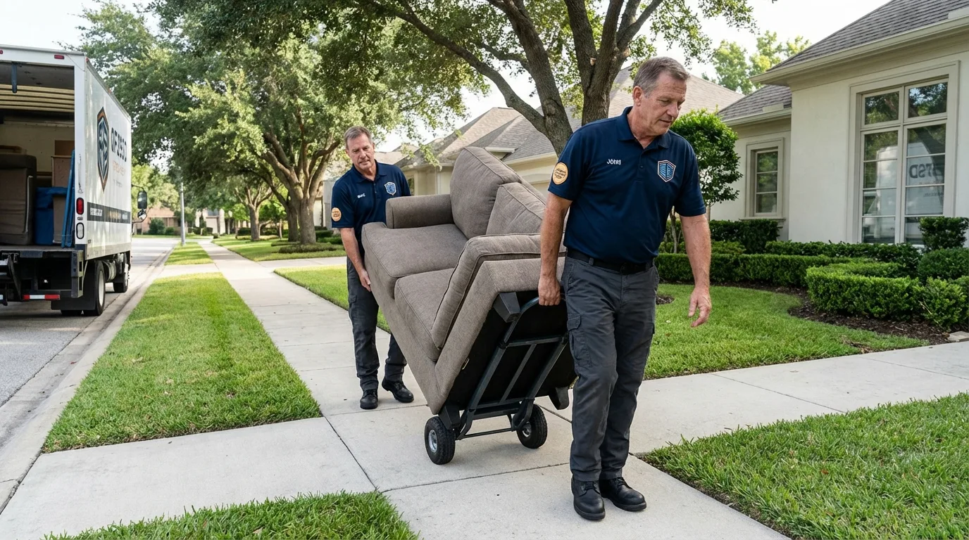 Local residential moving crew loading furniture in Clarkston, MI
